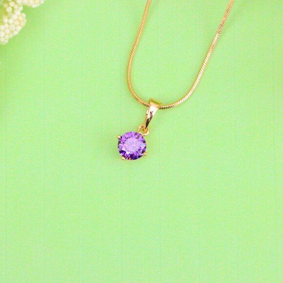 "Minimalist Purple Round Pendant in Rose Gold Petite Design, XPPT1830 - Picture 12 of 13